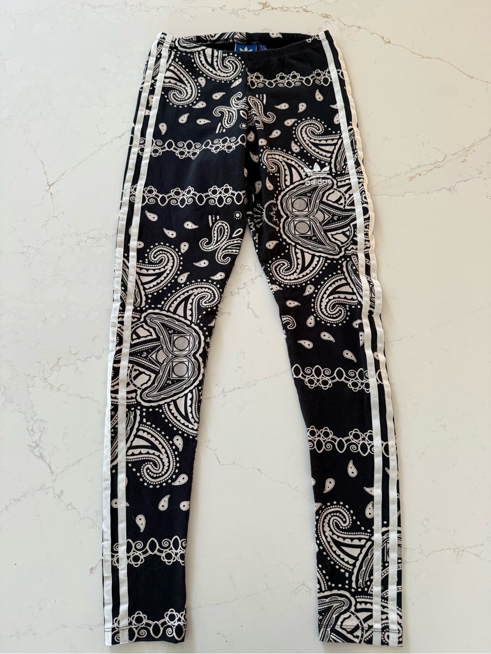 adidas Black Bandana-Print Track Leggings